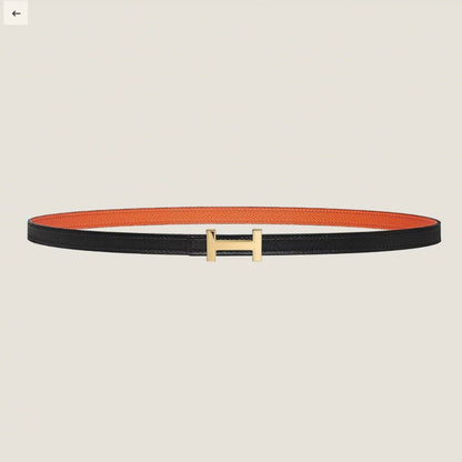 HM FOCUS BUCKLE & REVERSIBLE BLACK AND ORANGE LEATHER STRAP 13MM GOLD HARDWARE