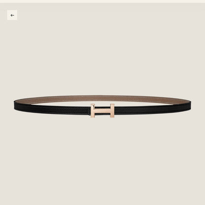 HM FOCUS BUCKLE & REVERSIBLE BLACK AND CAMEL BROWN LEATHER STRAP 13MM COPPER HARDWARE