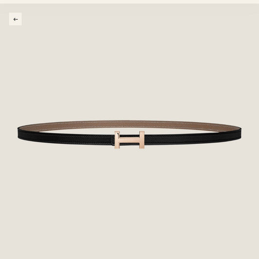 HM FOCUS BUCKLE & REVERSIBLE BLACK AND CAMEL BROWN LEATHER STRAP 13MM COPPER HARDWARE