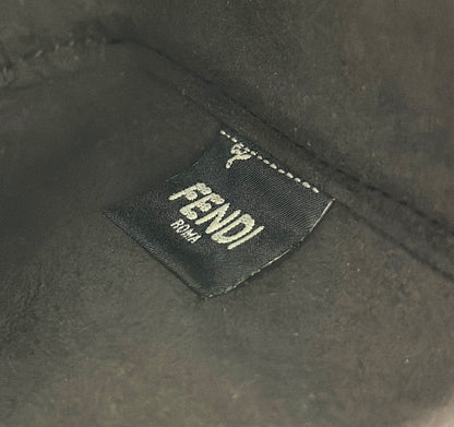 FENDI ORIGAMI MINI 19 BROWN MIX BLACK FF JACQUARD FABRIC BAG