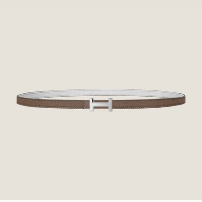 HM FOCUS BUCKLE & REVERSIBLE PEANUT BROWN AND WHITE LEATHER STRAP 13MM SILVER HARDWARE