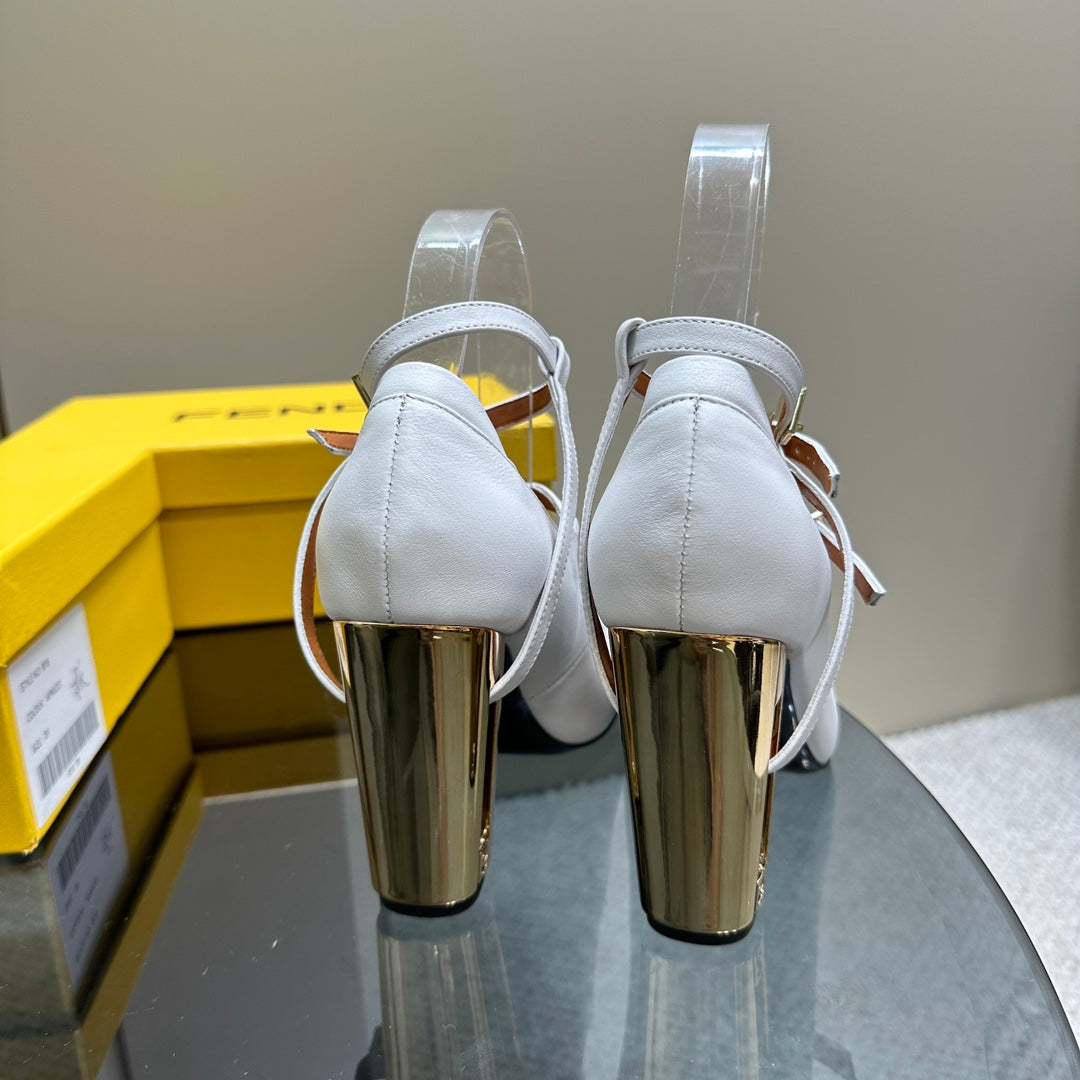 FENDI DELFINA HIGH-HEELED 85 MM SANDAL IN WHITE LAMBSKIN