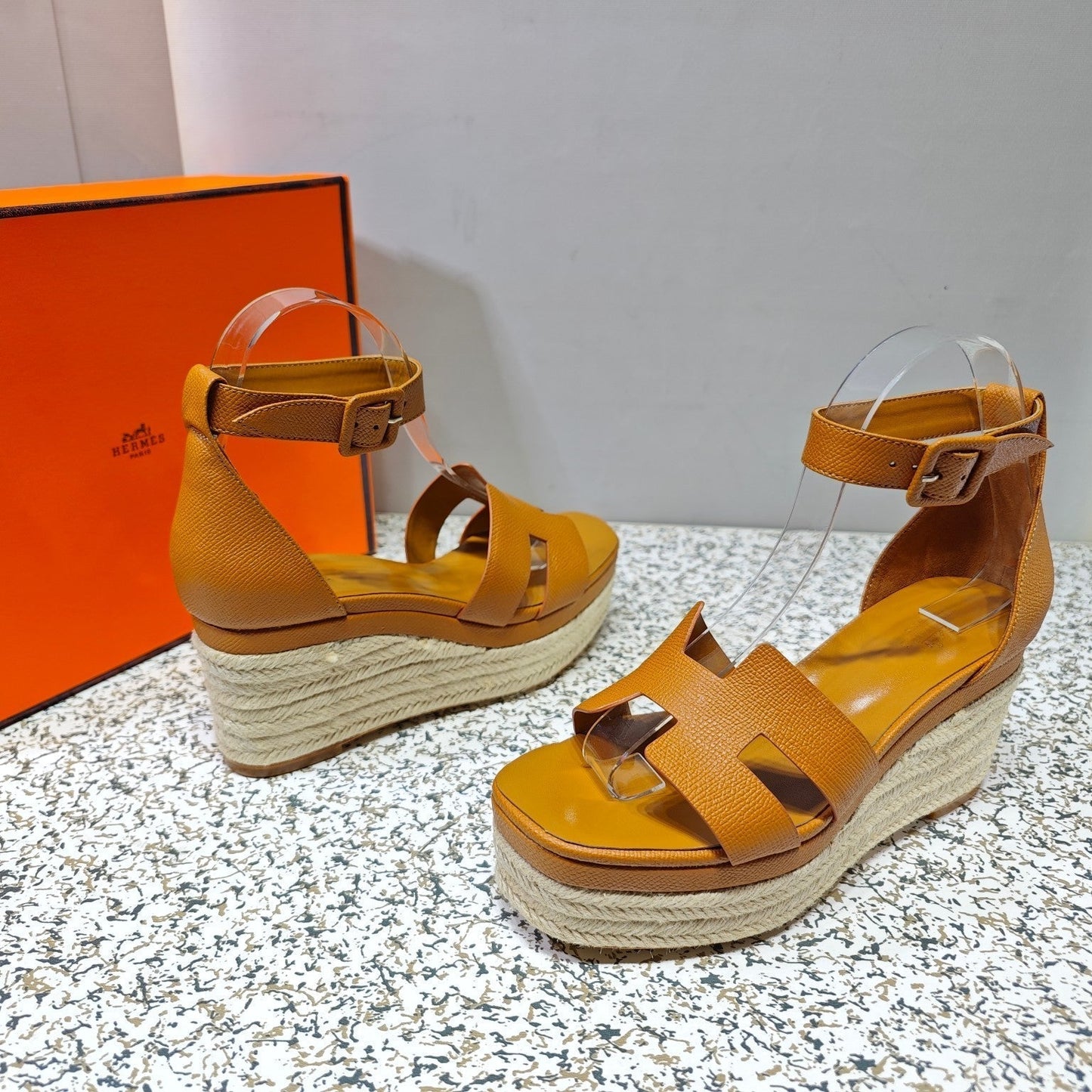 ELDA ESPADRILLE 80 AMBER CALFSKIN