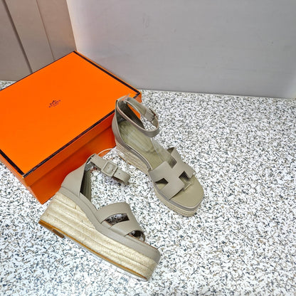 ELDA ESPADRILLE 80 LIGHT GRAY CALFSKIN