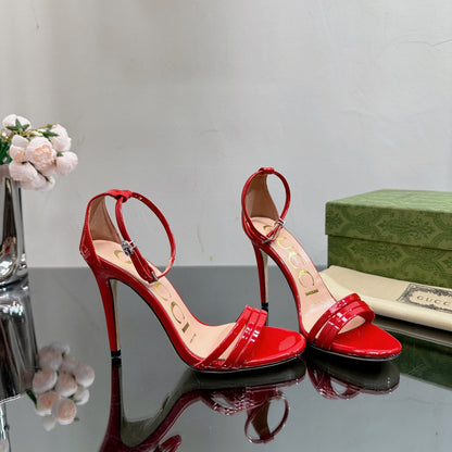 GG 105 HIGH HEEL SANDAL CRIMSON LAMBSKIN