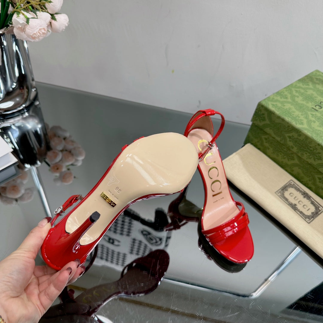 GG 105 HIGH HEEL SANDAL CRIMSON LAMBSKIN