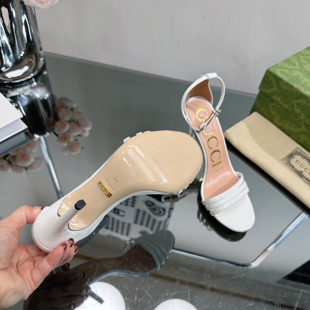 GG 105 HIGH HEEL SANDAL WHITE LAMBSKIN