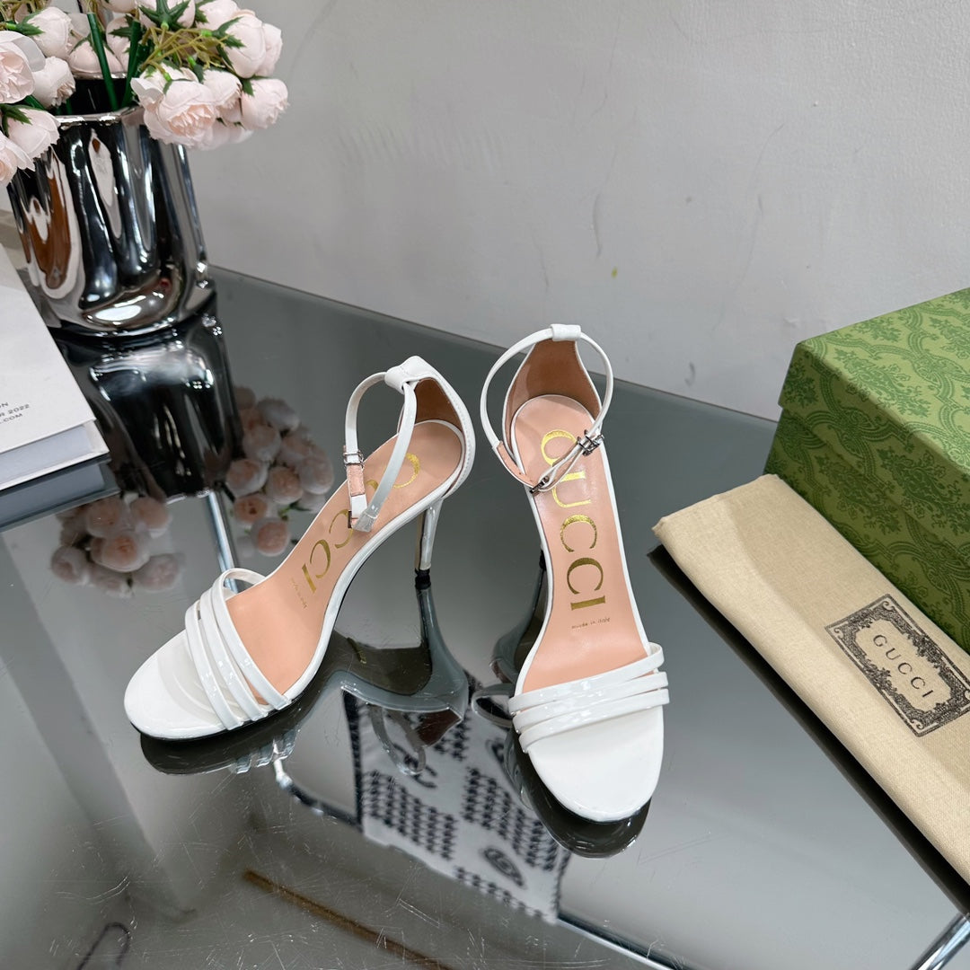 GG 105 HIGH HEEL SANDAL WHITE LAMBSKIN