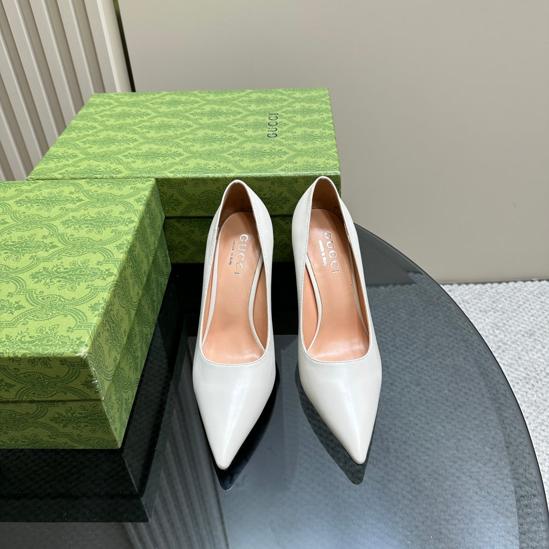 GG 105 BASIC HIGH HEEL WHITE LAMBSKIN