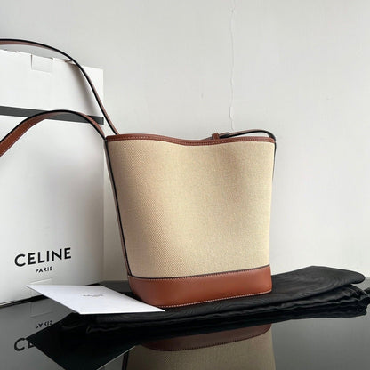 BUCKET CUIR TRIOMPHE 24 BEIGE BROWN CALFSKIN