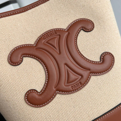 BUCKET CUIR TRIOMPHE 24 BEIGE BROWN CALFSKIN