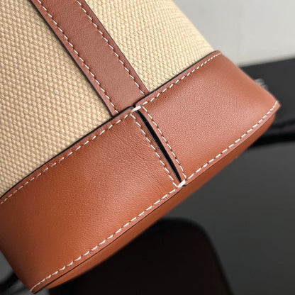 BUCKET CUIR TRIOMPHE 24 BEIGE BROWN CALFSKIN