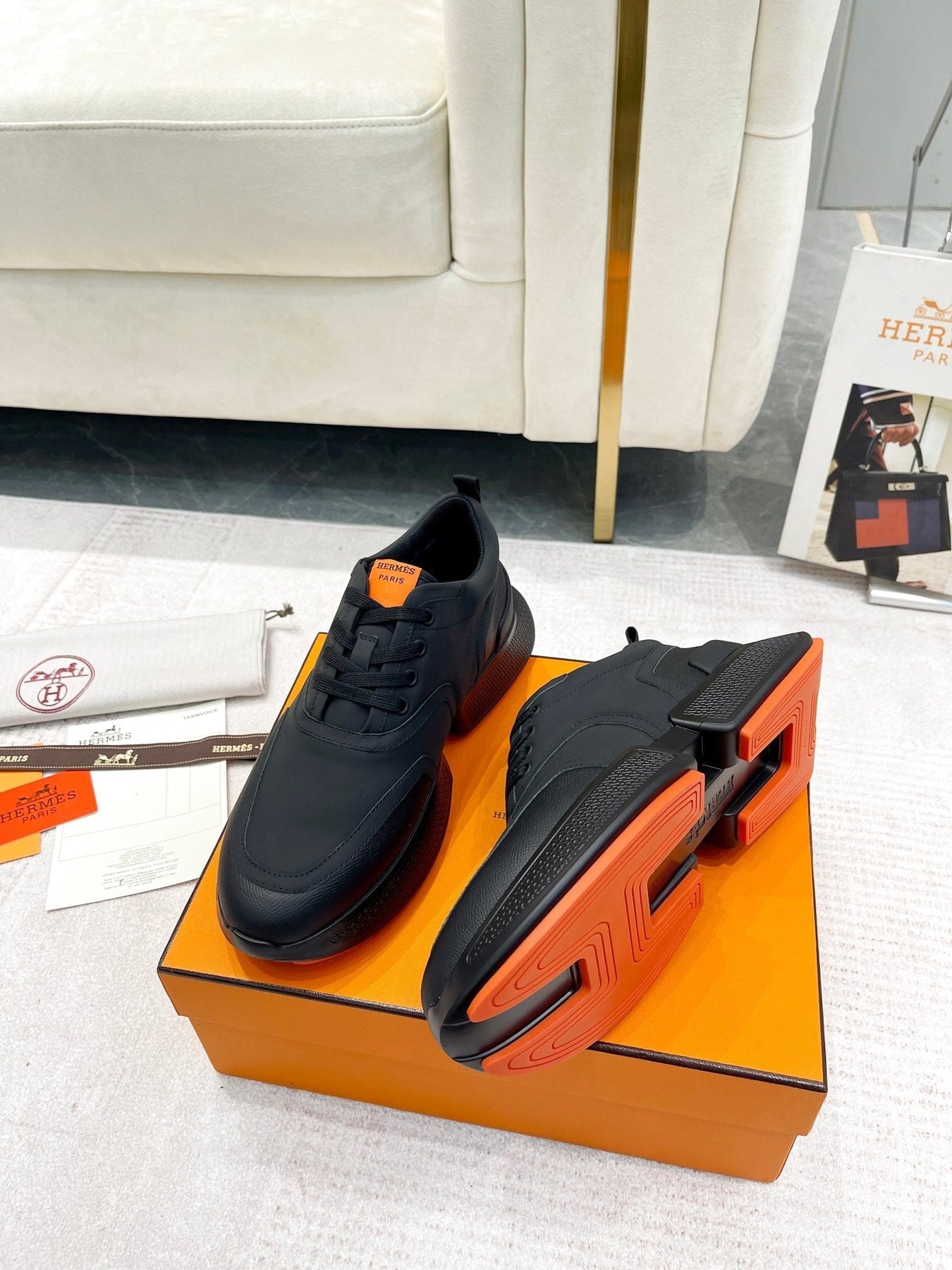 GIGA SNEAKER IN FULL BLACK STITCHED MESH AND CALFSKIN