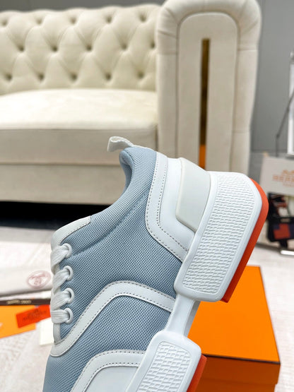 GIGA SNEAKER IN POWDER BLUE STITCHED MESH AND WHITE CALFSKIN