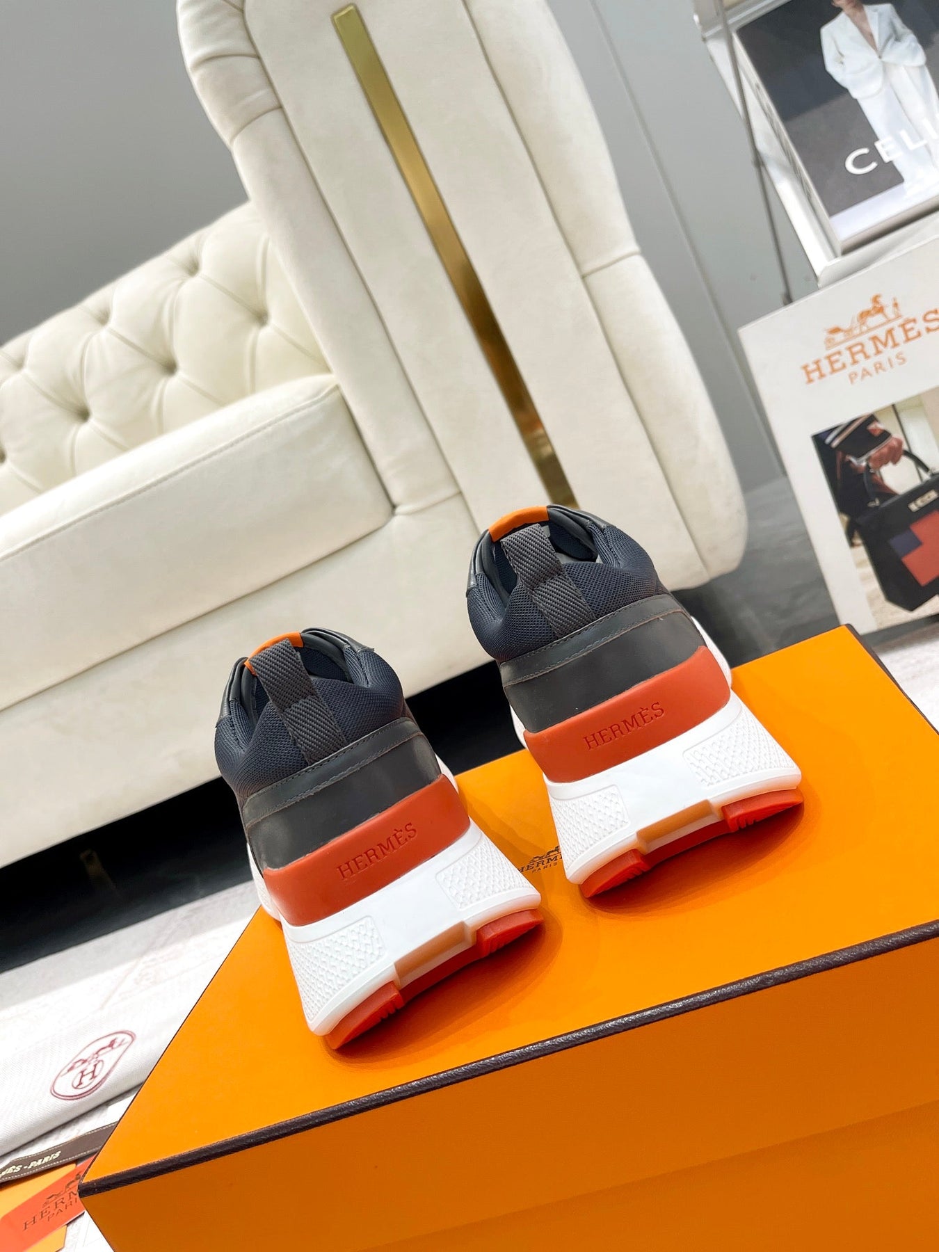 GIGA SNEAKER IN BLACK STITCHED MESH AND CALFSKIN