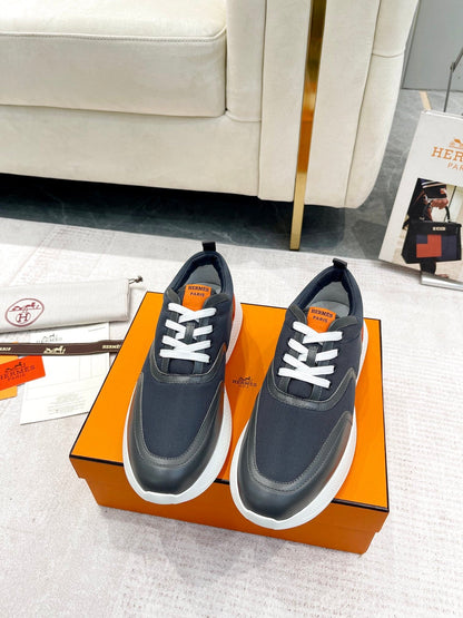 GIGA SNEAKER IN BLACK STITCHED MESH AND CALFSKIN