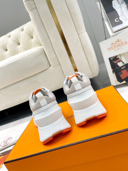 GIGA SNEAKER IN HARBOR GRAY STITCHED MESH AND WHITE CALFSKIN