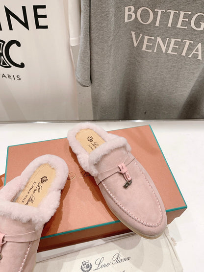 LP CHARMS WALK BABOUCHE LOAFERS LIGHT PINK FLEECE