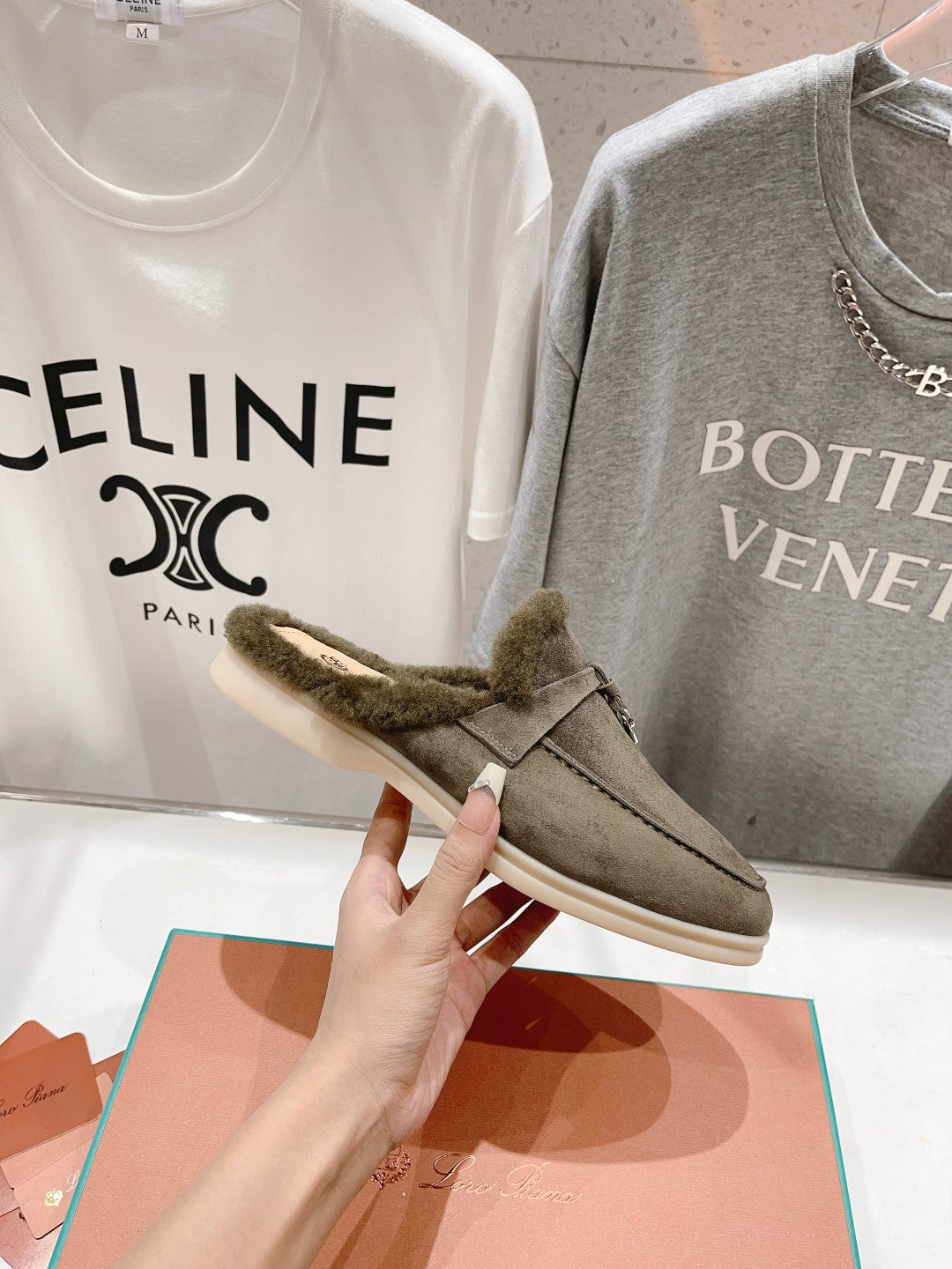 LP CHARMS WALK BABOUCHE LOAFERS ASH BROWN FLEECE