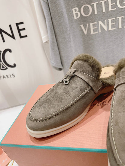 LP CHARMS WALK BABOUCHE LOAFERS ASH BROWN FLEECE