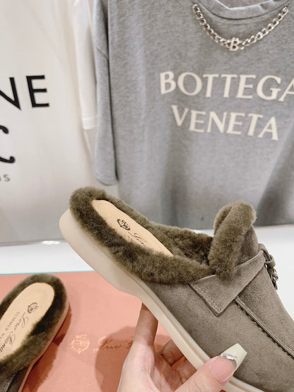 LP CHARMS WALK BABOUCHE LOAFERS ASH BROWN FLEECE