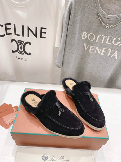 LP CHARMS WALK BABOUCHE LOAFERS BLACK FLEECE