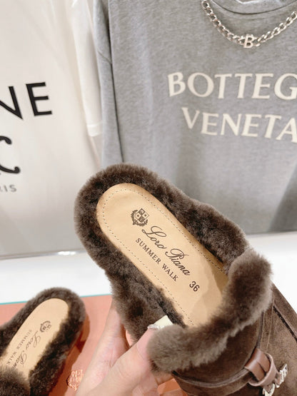 LP CHARMS WALK BABOUCHE LOAFERS BROWN FLEECE