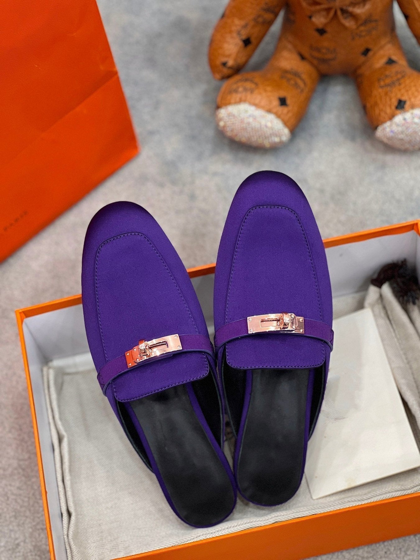 0Z Mule Violet Silk Thick Cloth/Sheepskin