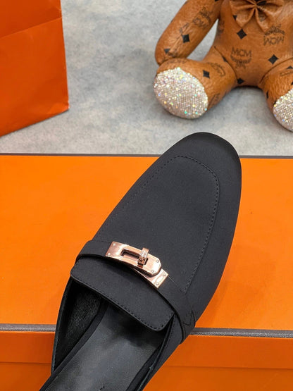 0Z Mule Black Silk Thick Cloth/Sheepskin