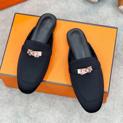 OZ Mule Black Silk Thick Cloth/Sheepskin