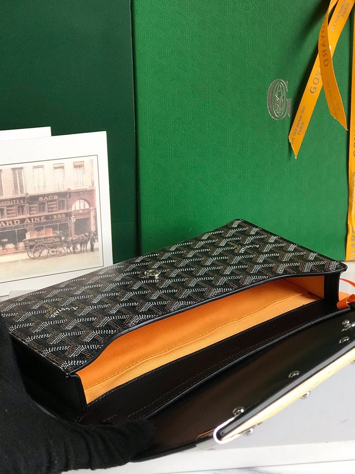 MONTE-CARLO PM CLUTCH 25 IN BLACK GOYARDINE CANVAS