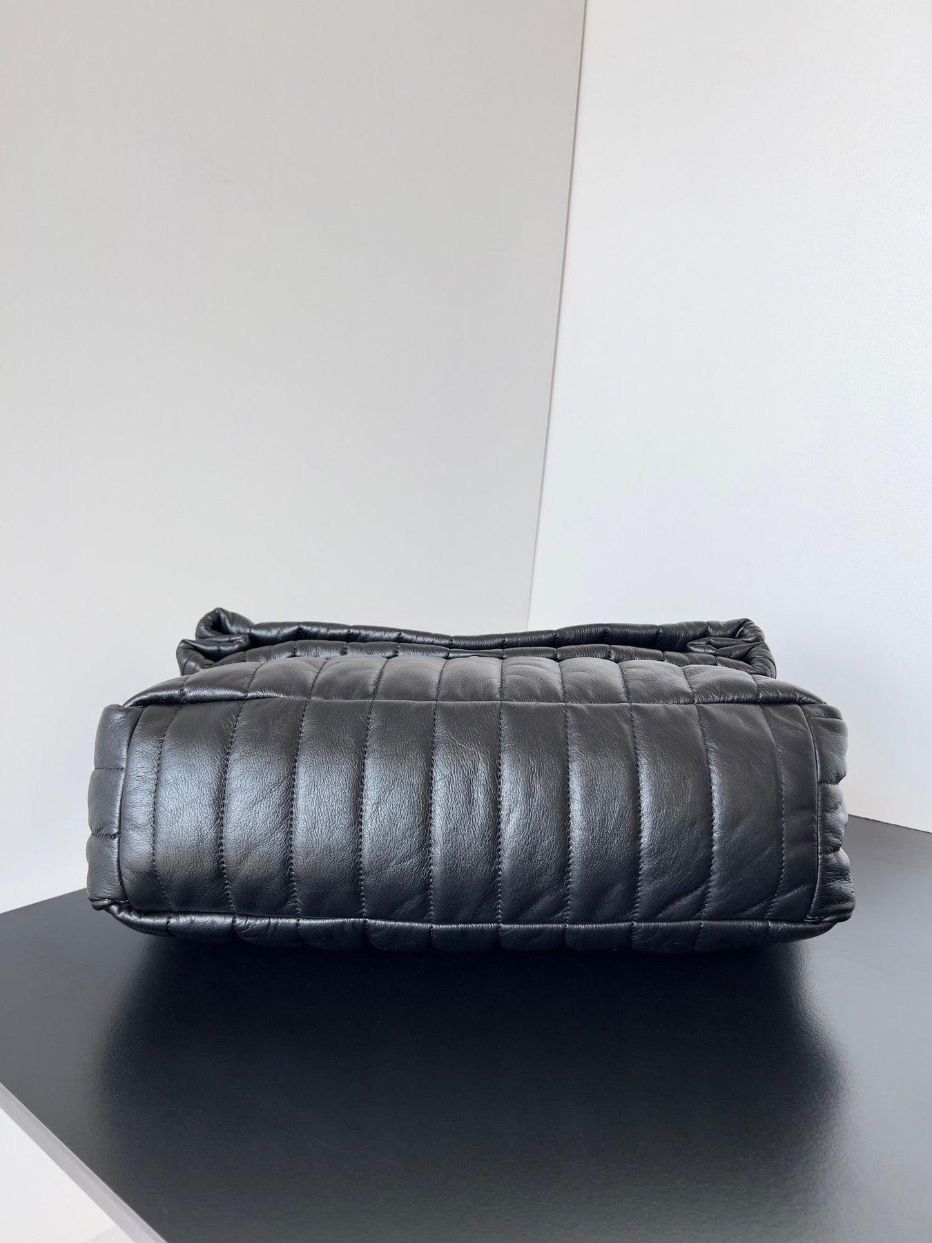 MONACO BAG 32 IN BLACK QUILTED THIN CALFSKIN SILVER HARDWARE