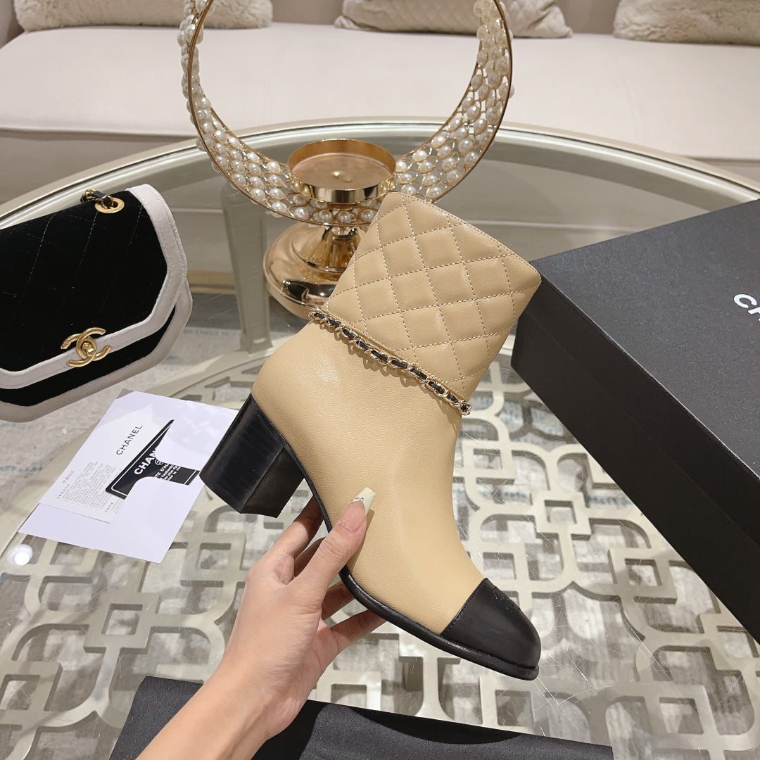 MID-HEEL ANKLE BOOTS IN TORTILLA BROWN CALFSKIN