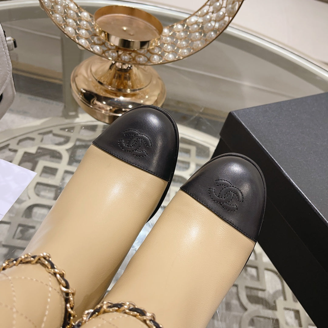 MID-HEEL ANKLE BOOTS IN TORTILLA BROWN CALFSKIN