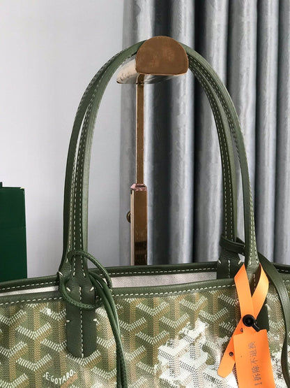 SAINT LOUIS PM BAG 34 IN GREEN MIX BLACK GOYARDINE CANVAS