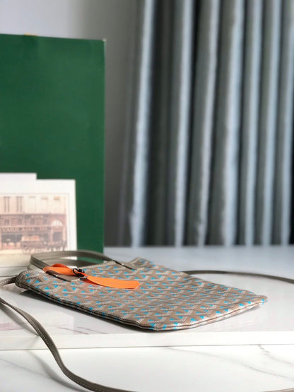 POITIERS CLAIRE-VOIE BAG 24 IN GREY MIX BLUE GOYARDINE CANVAS AND CALFSKIN