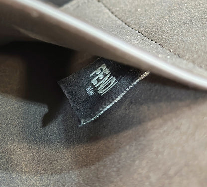 FENDI ORIGAMI LARGE 33 BROWN MIX BLACK FF JACQUARD FABRIC BAG