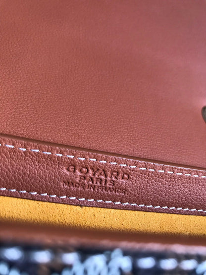 233 BAG 25 IN TAN CALFKIN AND BLACK GOYARDINE CANVAS