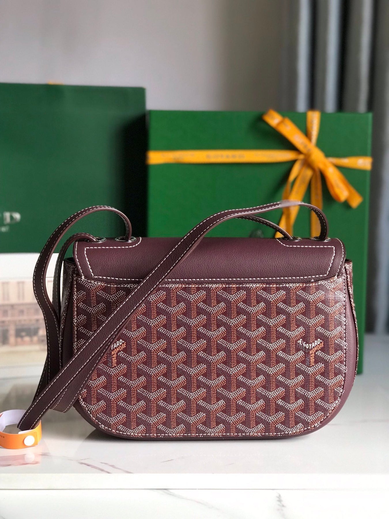 233 BAG 25 IN WINE RED CALFKIN AND GOYARDINE CANVAS