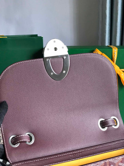 233 BAG 25 IN WINE RED CALFKIN AND GOYARDINE CANVAS