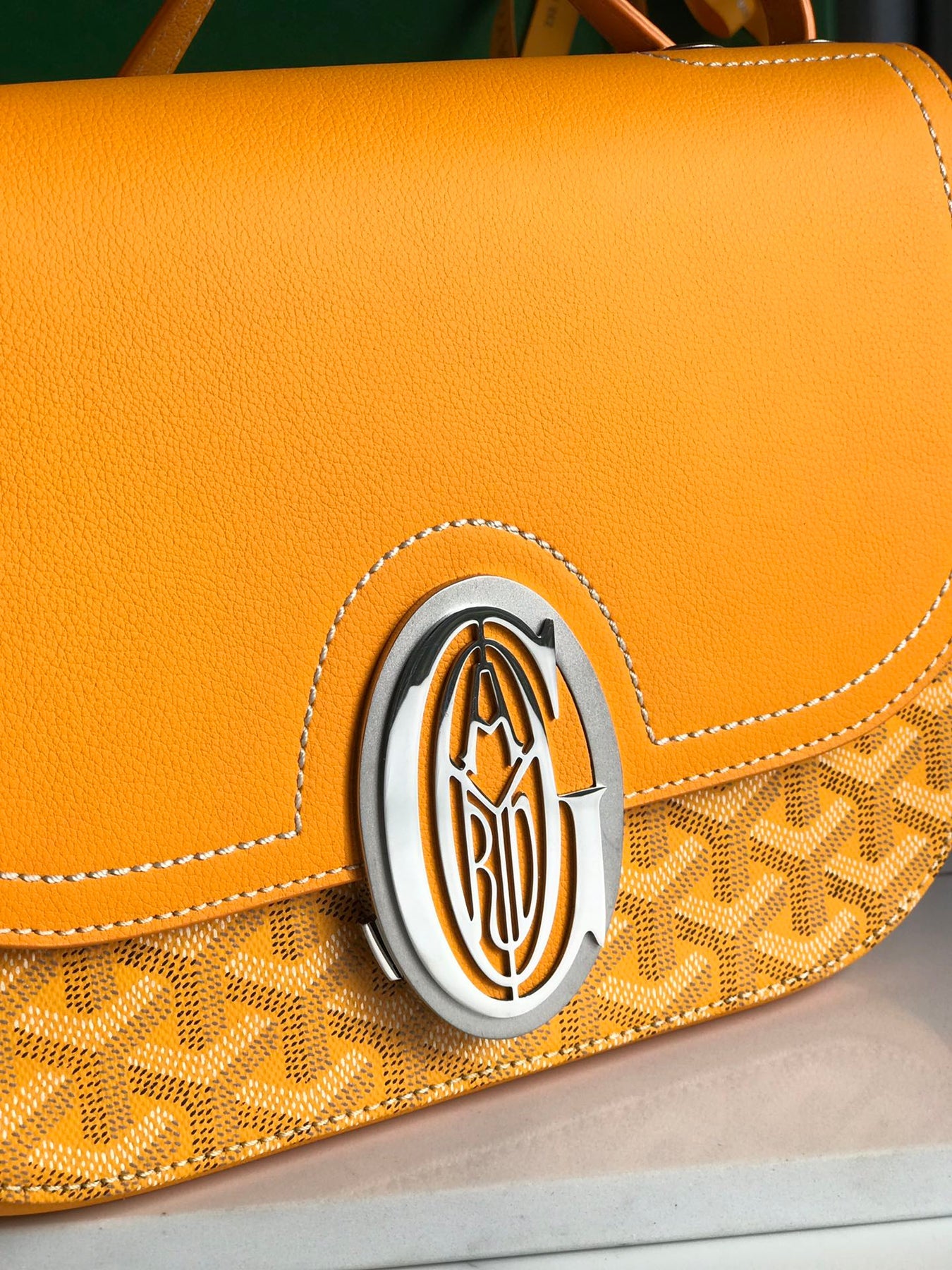 233 BAG 25 IN YELLOW CALFKIN AND GOYARDINE CANVAS