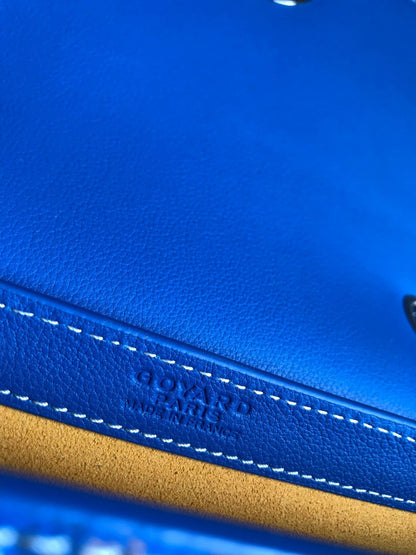 233 BAG 25 IN SAPPHIRE BLUE CALFKIN AND GOYARDINE CANVAS