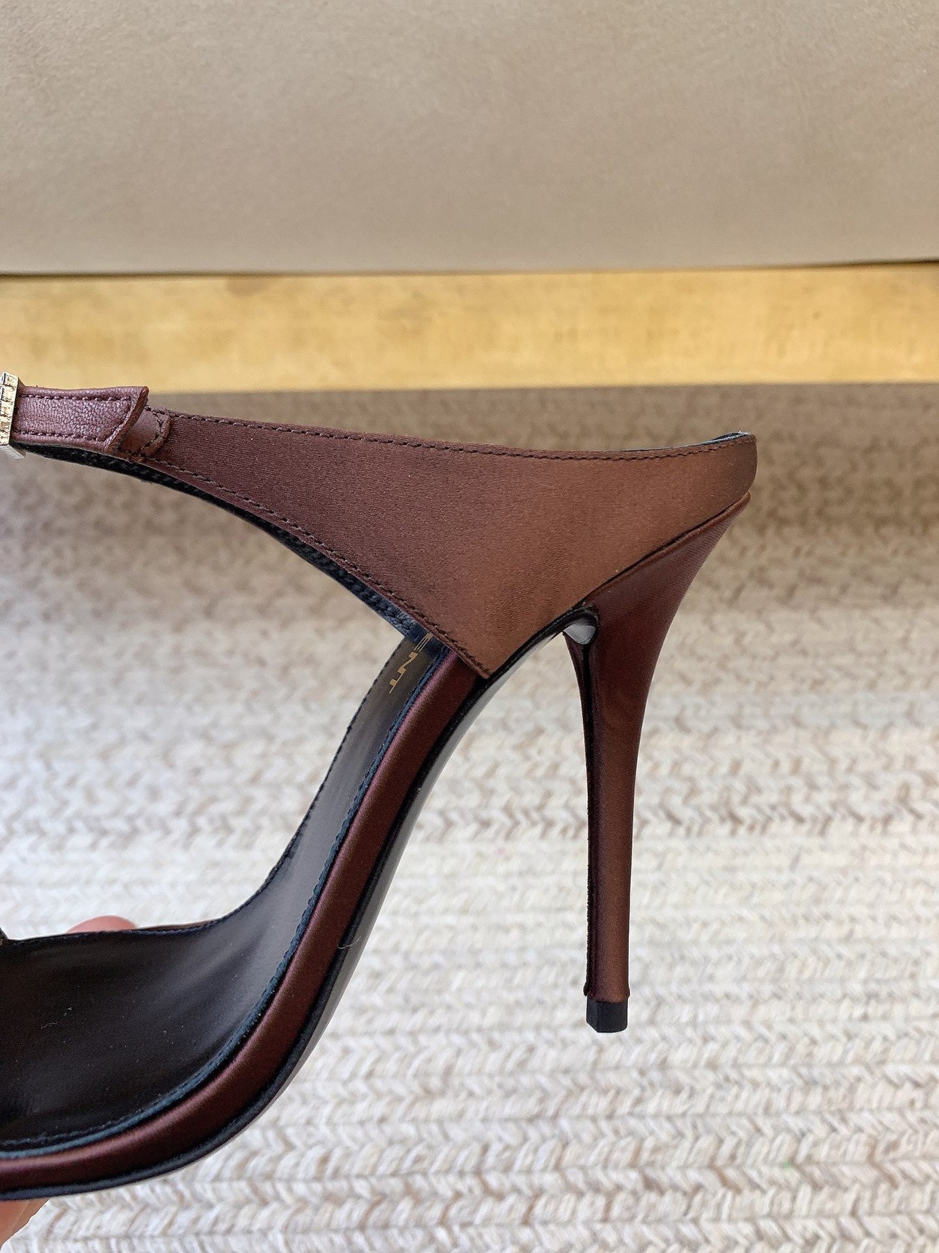 GAP CRYSTAL-BUCKLE SLIDE SANDALS IN SHIRAZ RED SILK