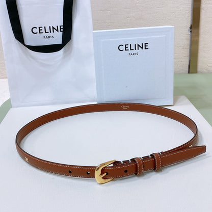 CL MINI 18 MM WESTERN BELT IN BRONZE BROWN CALFSKIN GOLD HARDWARE