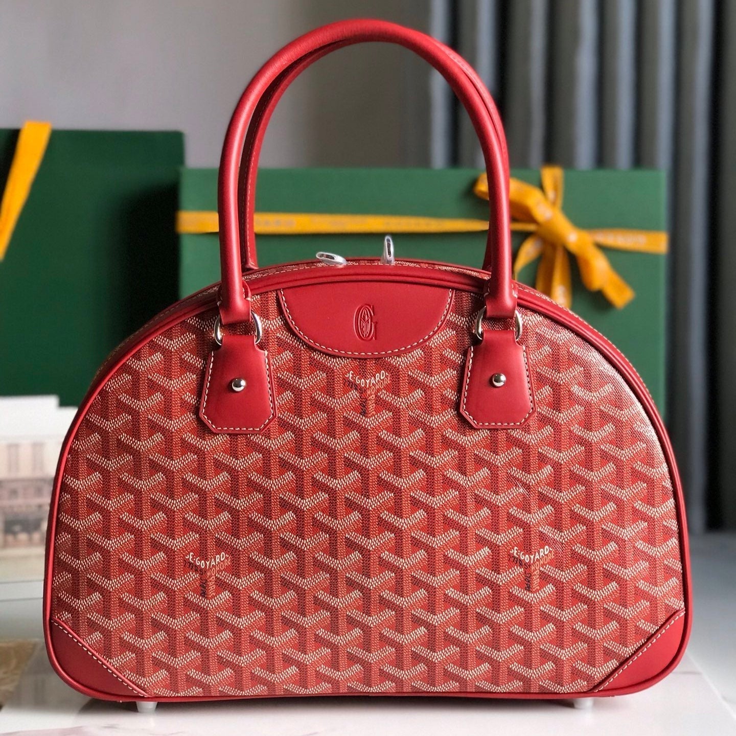SAINT JEANNE BAG 35 IN RED GOYARDINE CANVAS AND CALFSKIN