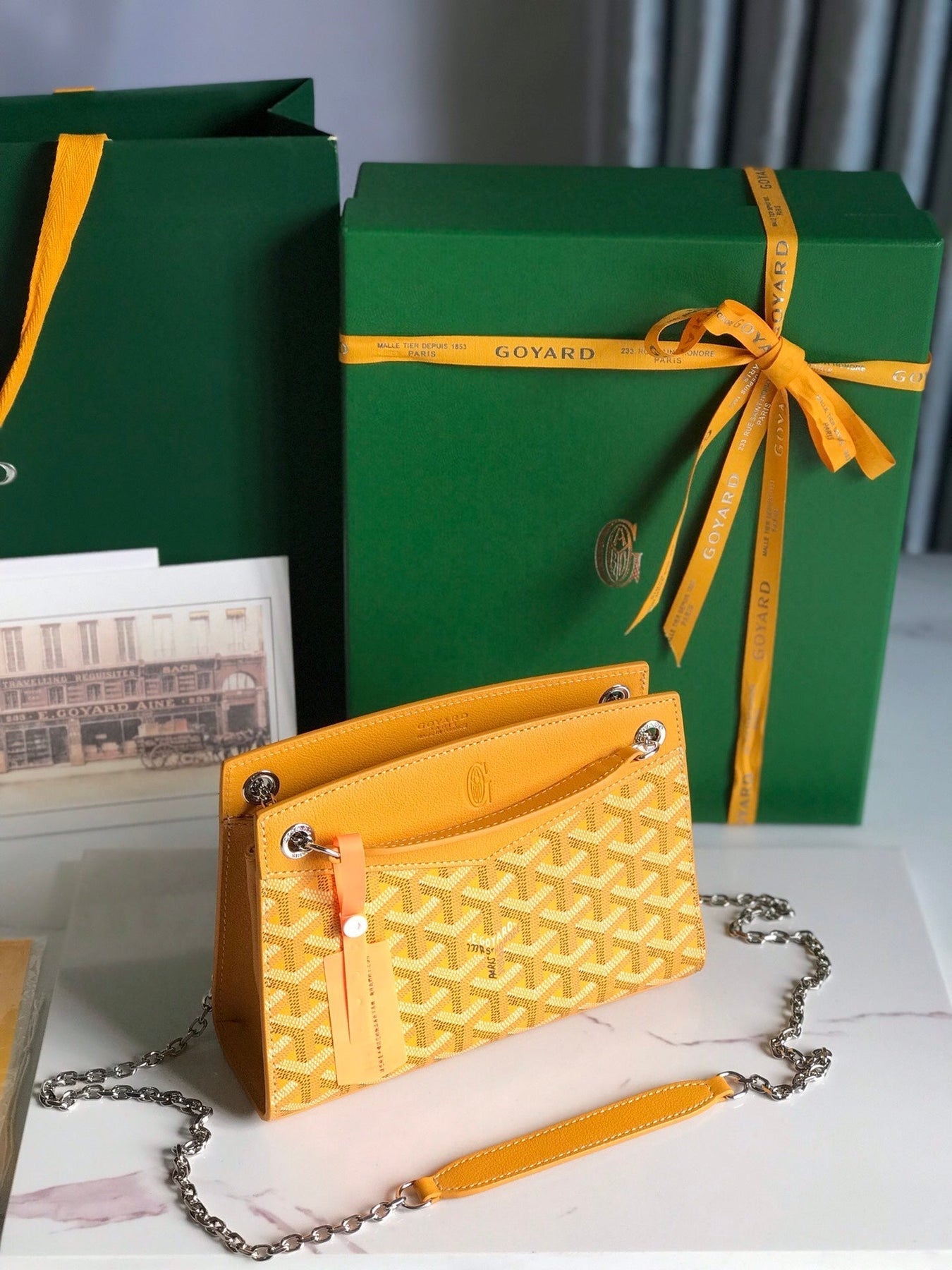 ROUETTE STRUCTURÉ MINI BAG 21 IN YELLOW GOYARDINE CANVAS AND CALFSKIN