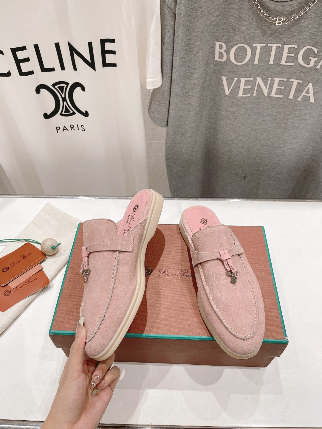 LP CHARMS WALK BABOUCHE LOAFERS PASTEL PINK SUEDE