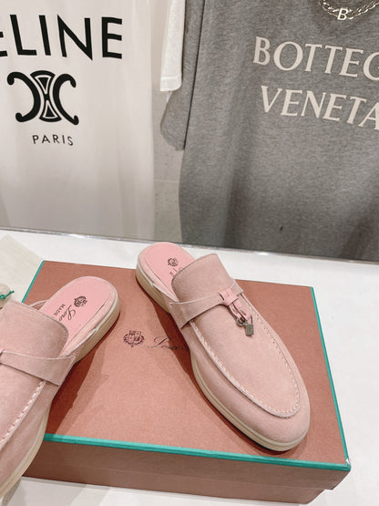 LP CHARMS WALK BABOUCHE LOAFERS PASTEL PINK SUEDE