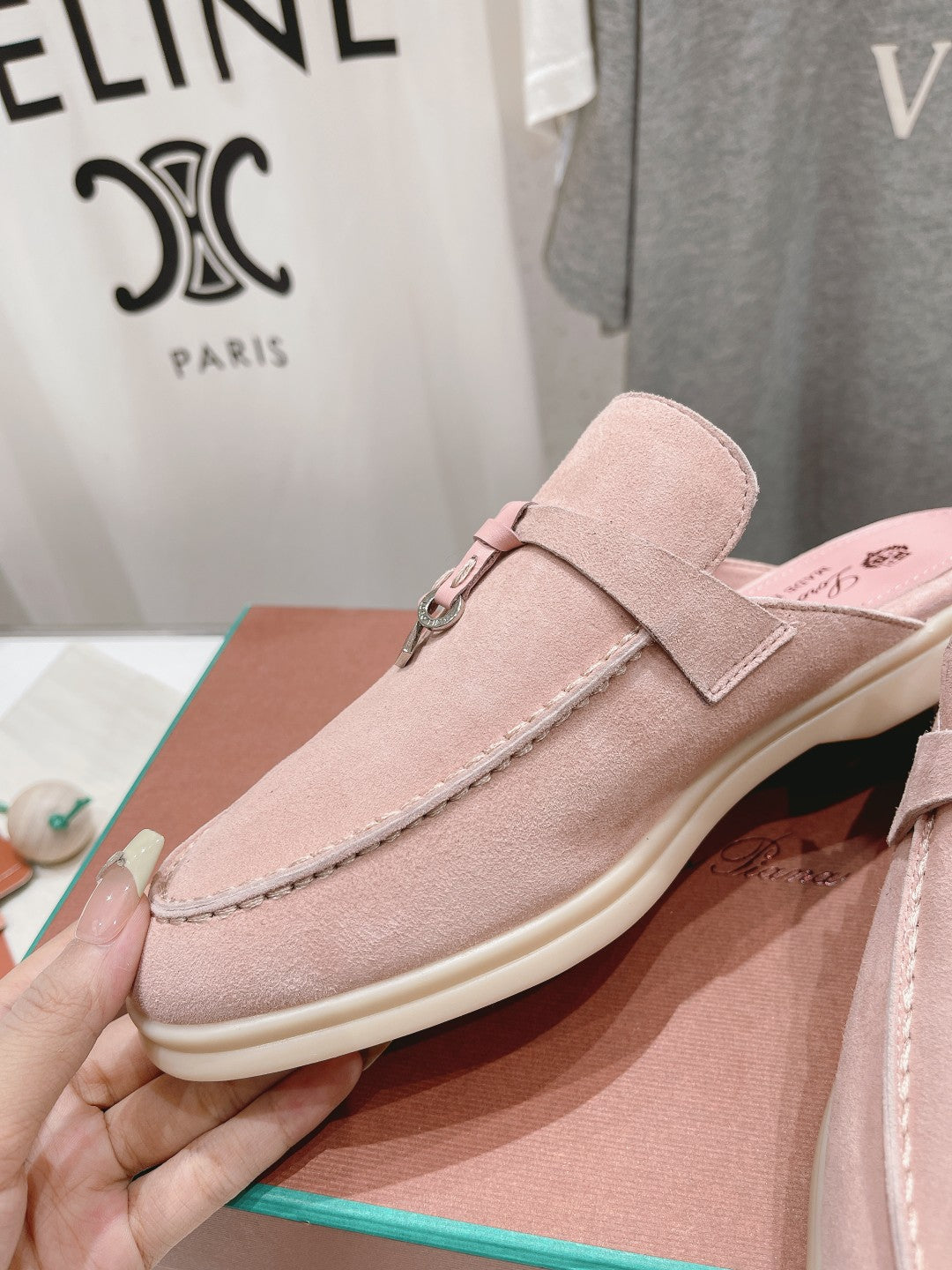 LP CHARMS WALK BABOUCHE LOAFERS PASTEL PINK SUEDE