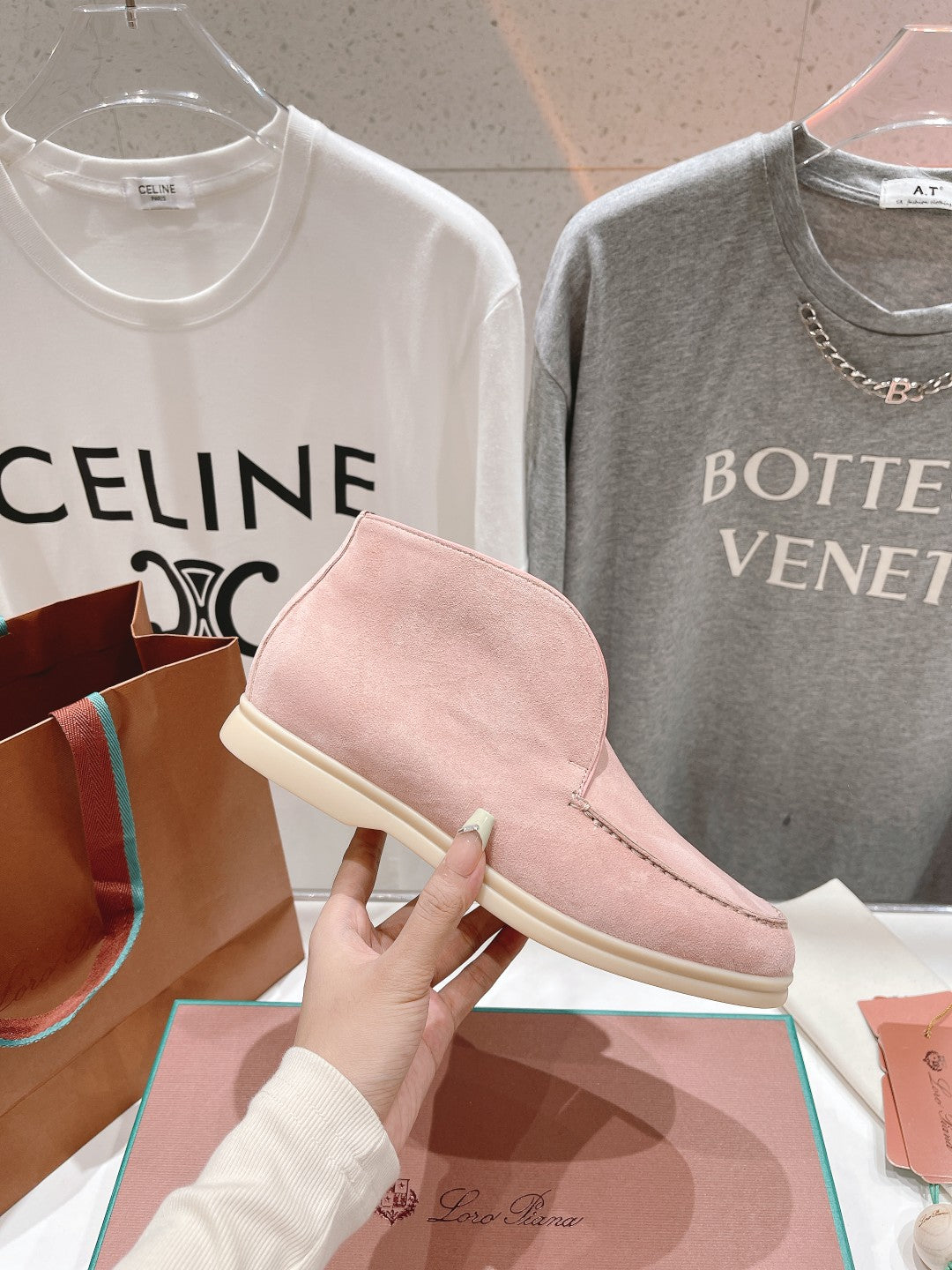 LP HIGH TOP OPEN WALK LOAFERS PASTEL PINK SUEDE